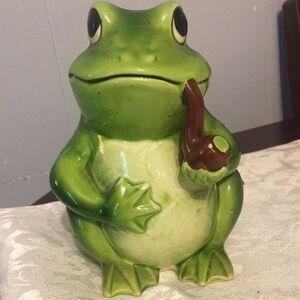 Vintage Ardco Frog with Pipe Ceramic Planter